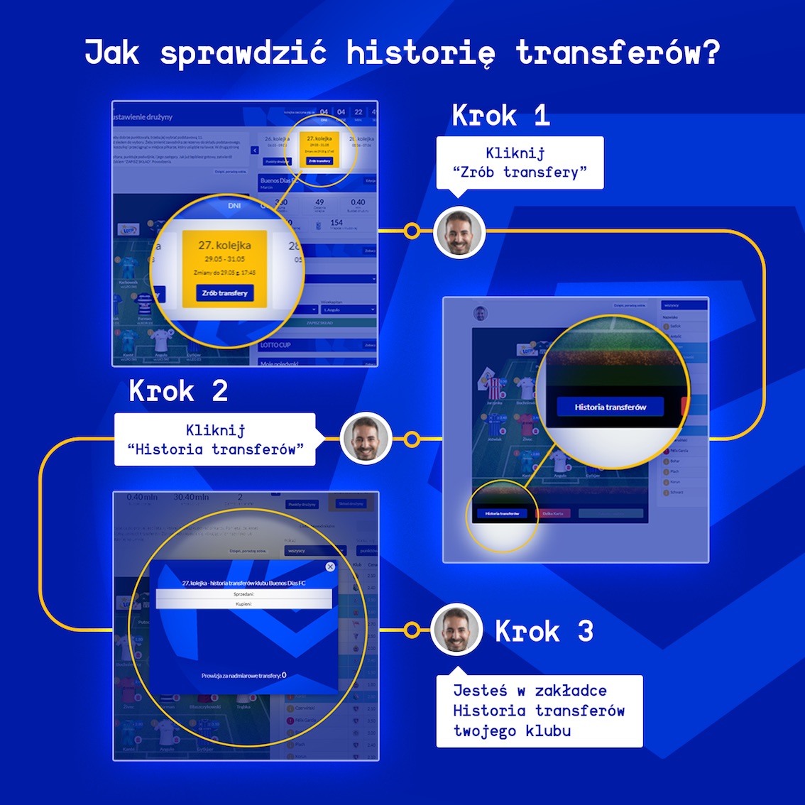 Gdzie jest "Historia transferów"?