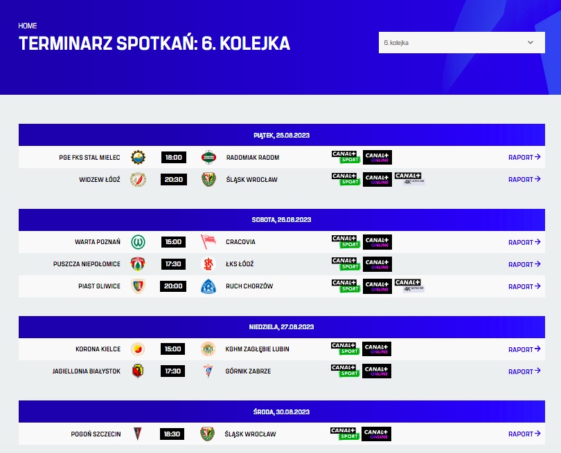 Zmiany w terminarzu 6. kolejki - aktualizacja